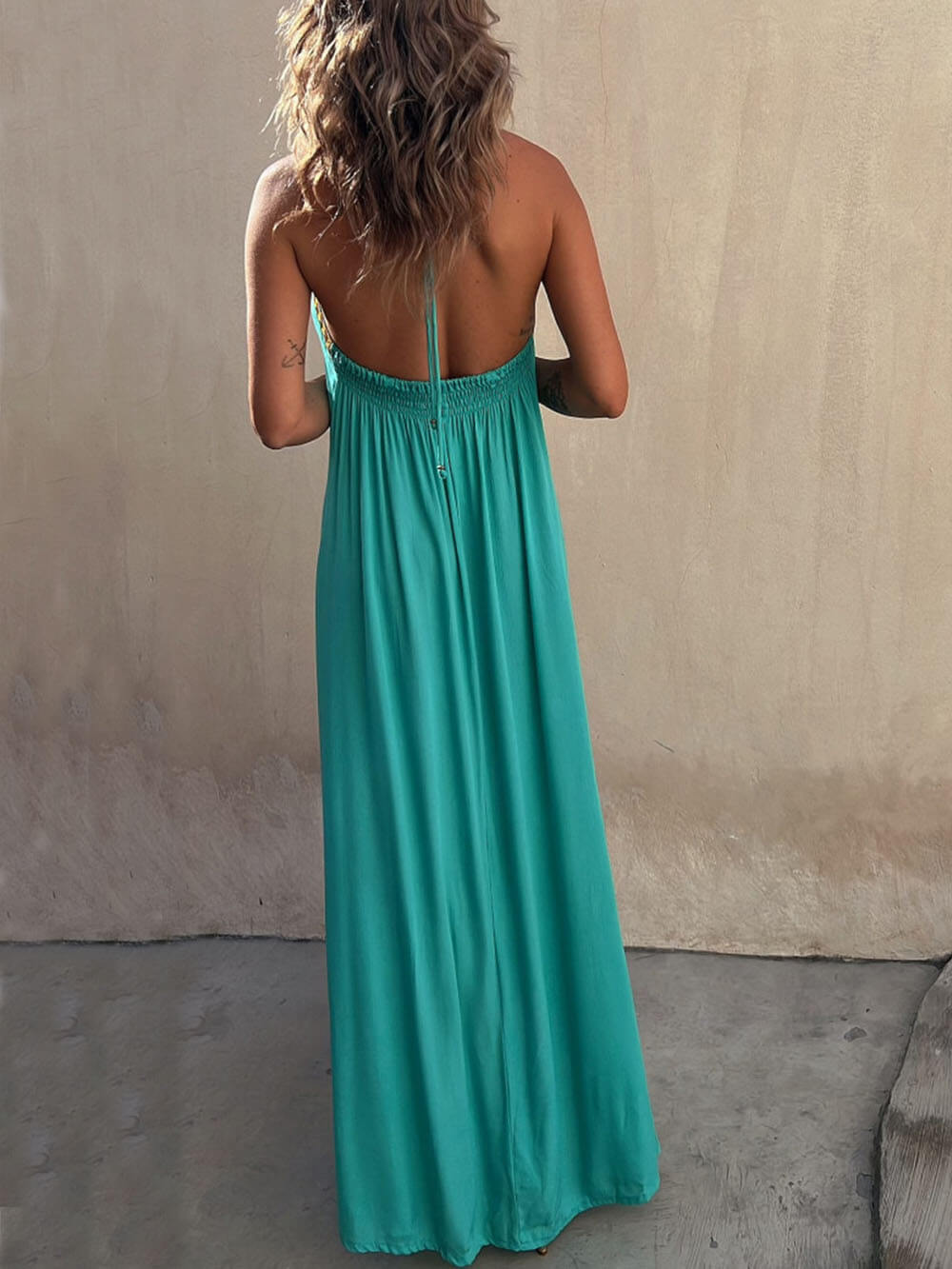 Casual resort maxi-jurk met halternek