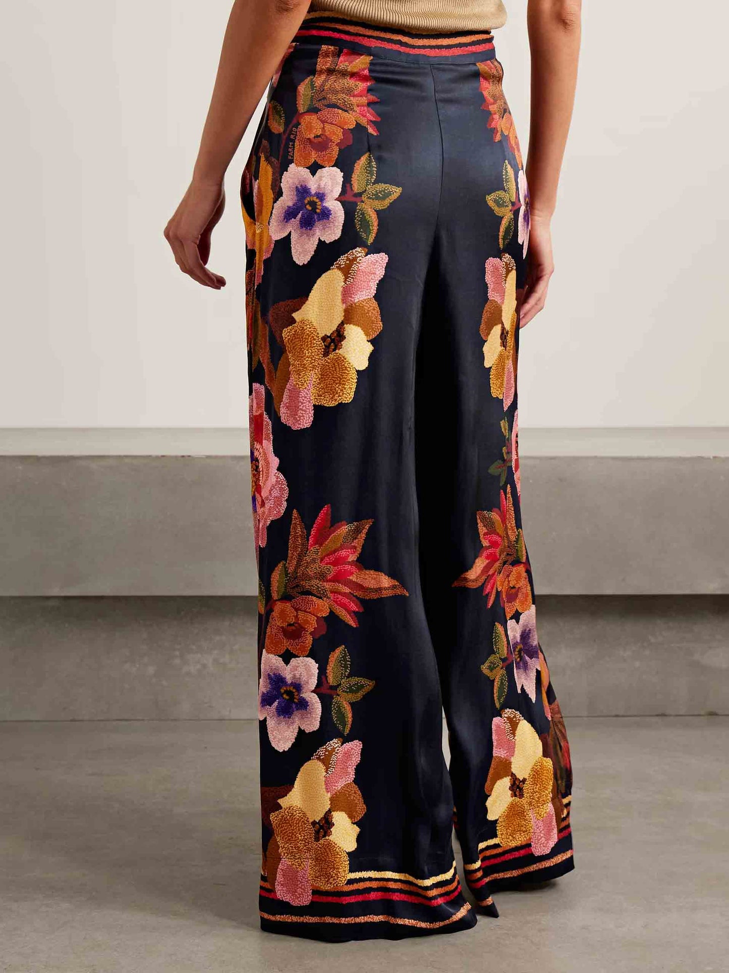 Exquisite Wrap-around Pleated Floral Print Wide-leg Pants