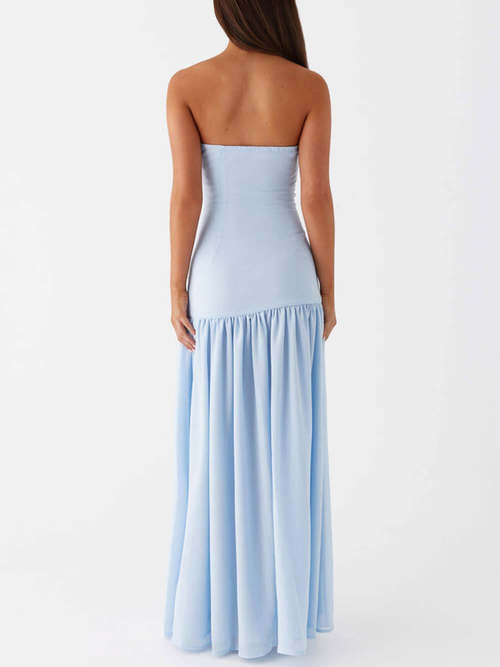 Prachtige rugloze plooien strapless maxi-jurk