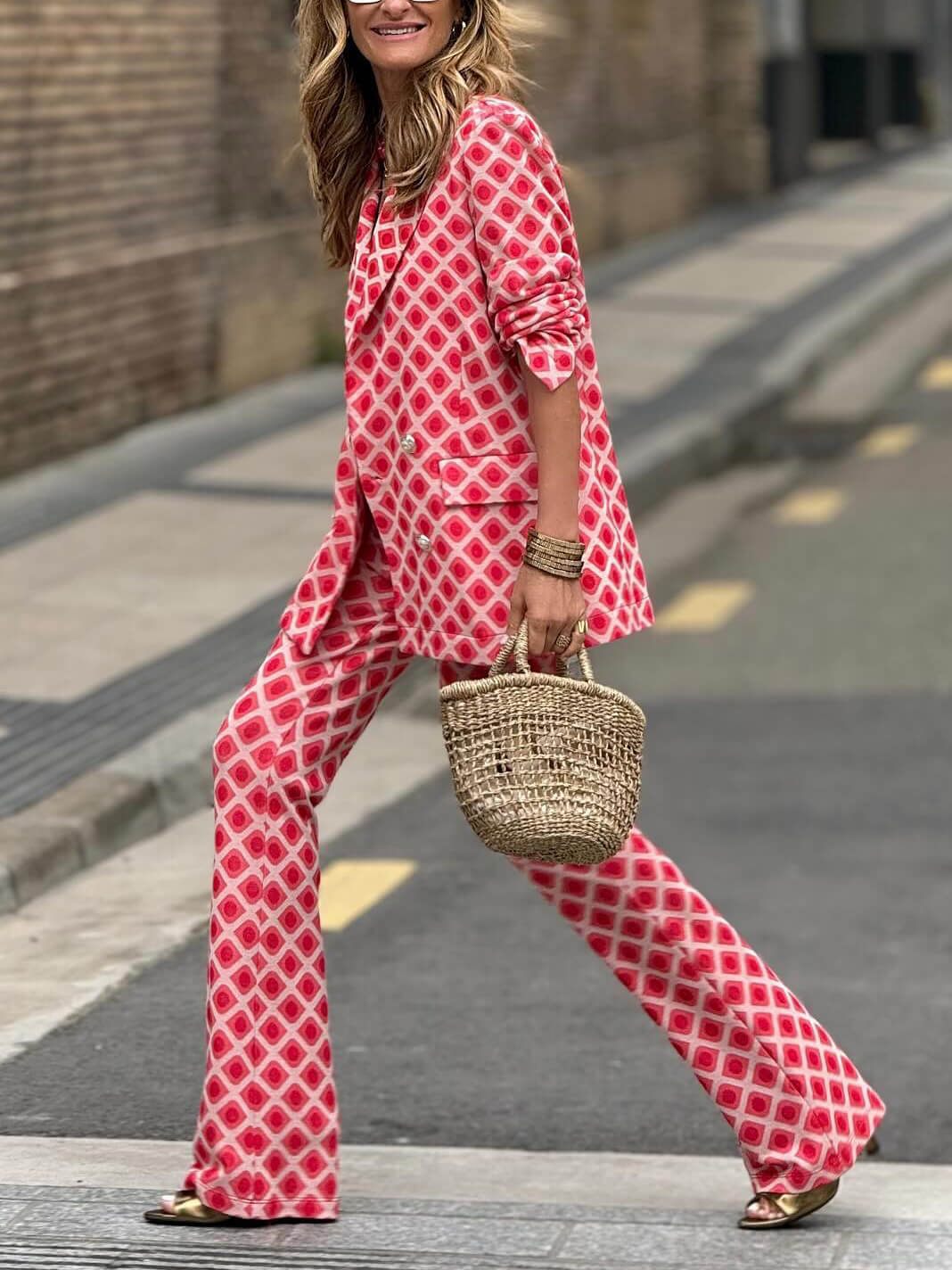 Casual broek met zak en geometrische print