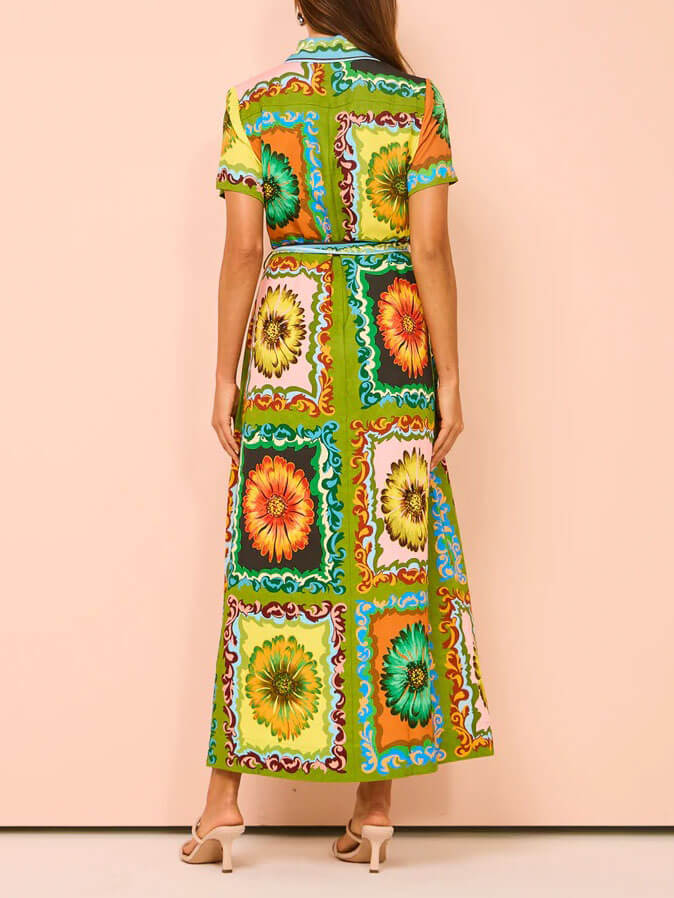 Speciale midi-jurk met zonnebloemprint