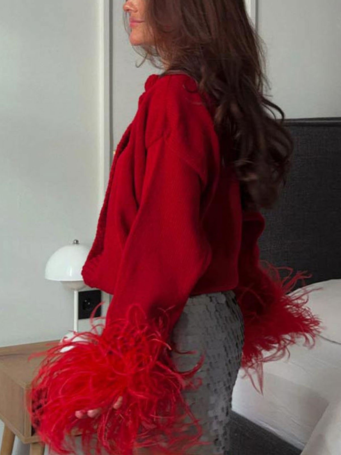 Casual gesplitst veren kort truivest