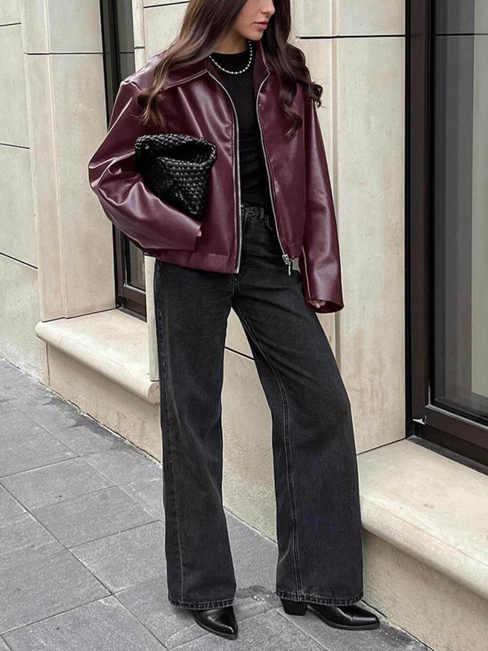 Losse leren motorjas