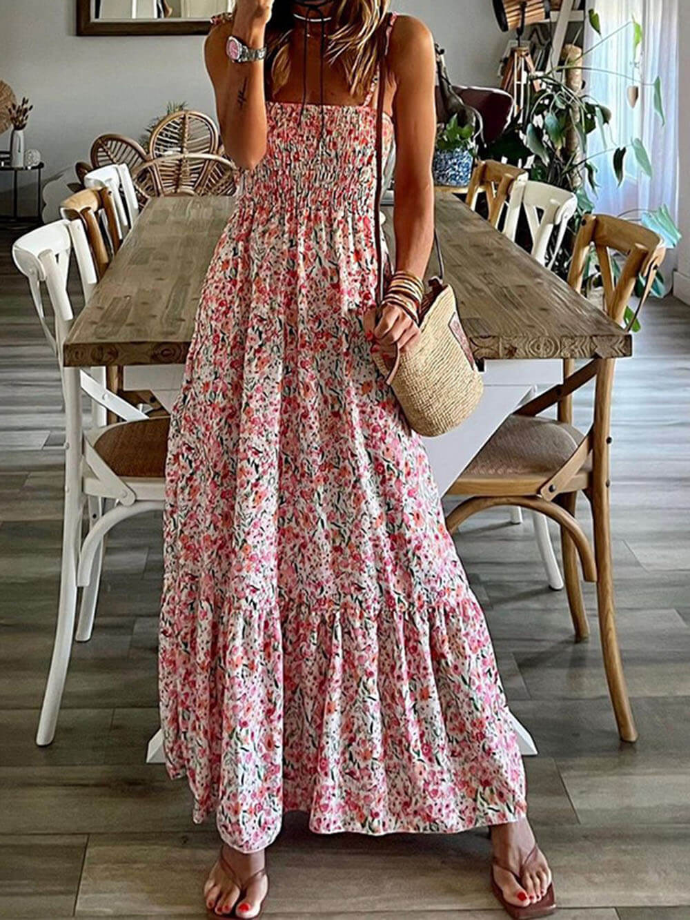 Boheemse bedrukte slipdress