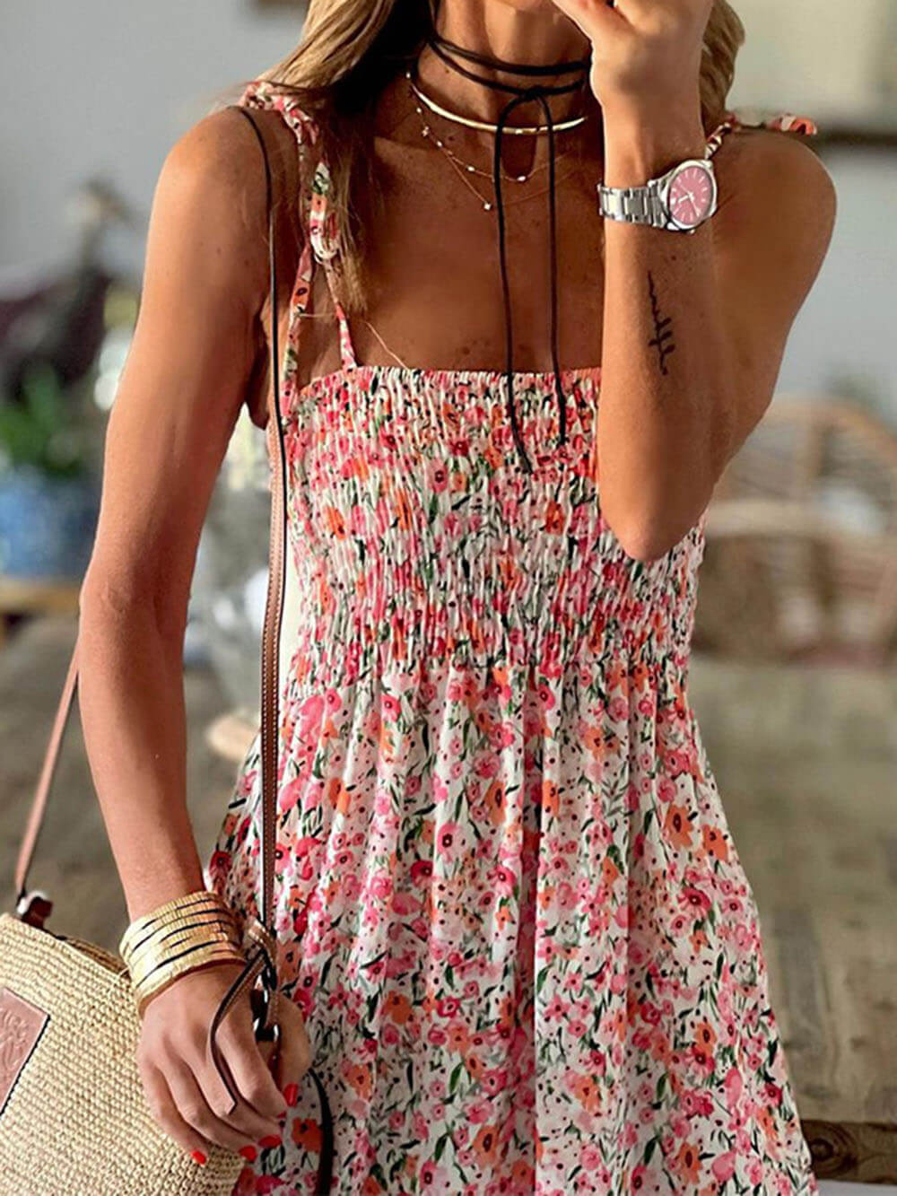 Boheemse bedrukte slipdress