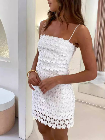 Zomer sexy jarretel kanten holle mini-jurk