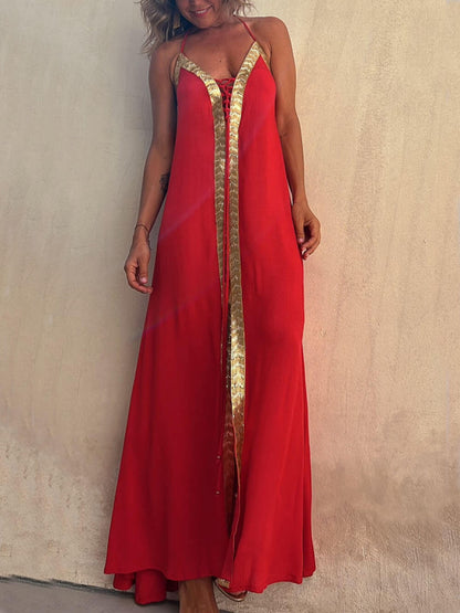 Casual resort maxi-jurk met halternek