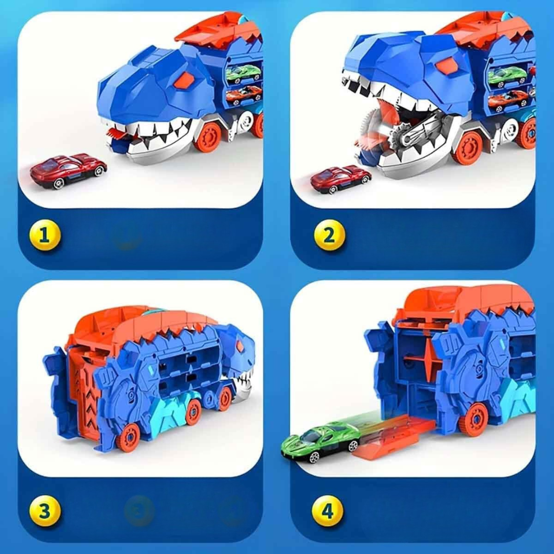 Dinosaur Transformer Truck™ – 3-in-1 Dino Speelset met Racebaan & 6 Mini Auto’s