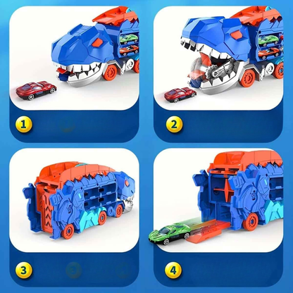 Dinosaur Transformer Truck™ – 3-in-1 Dino Speelset met Racebaan & 6 Mini Auto’s