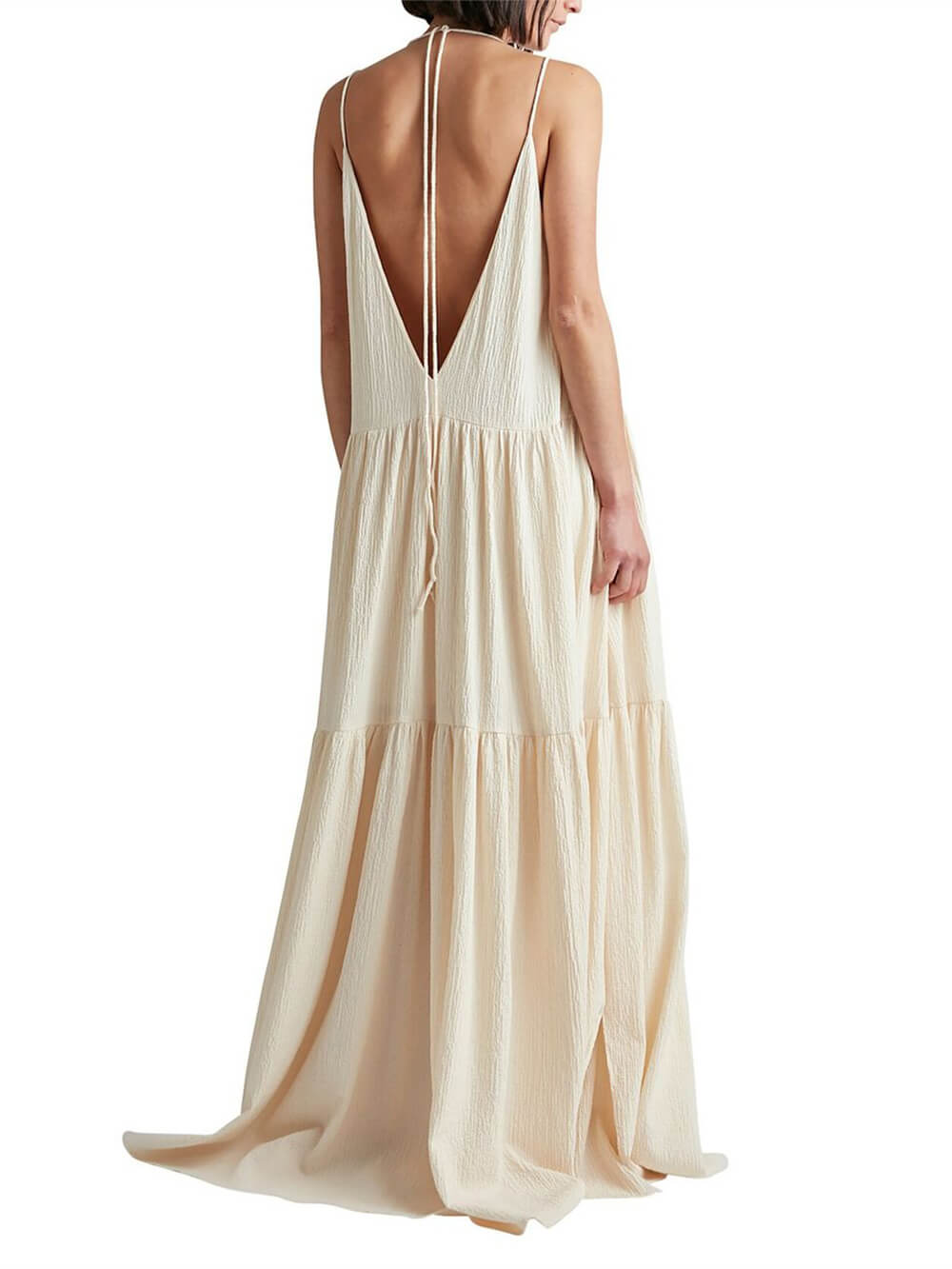 Elegante resort maxi-jurk met diepe V-hals en bandjes