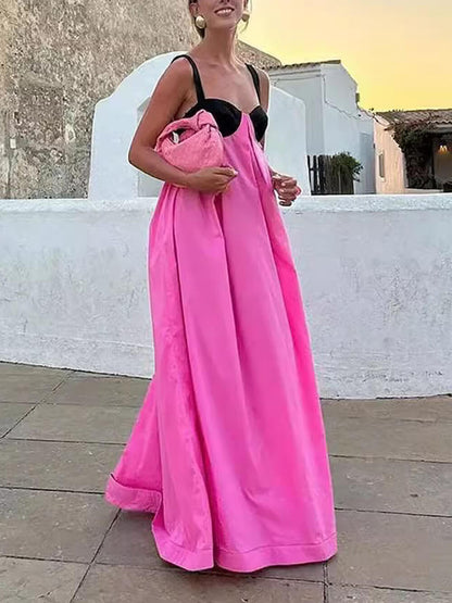 Prachtige zomerse mouwloze backless maxi-jurk met veters