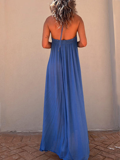 Casual resort maxi-jurk met halternek