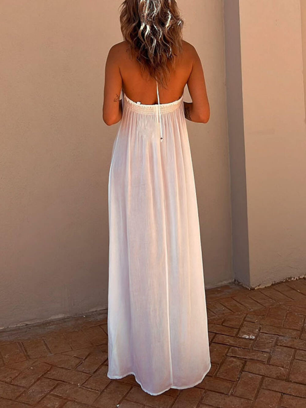 Casual resort maxi-jurk met halternek