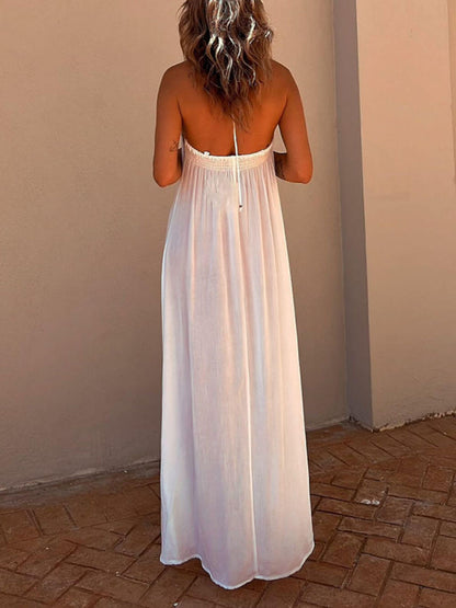 Casual resort maxi-jurk met halternek