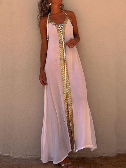 Casual resort maxi-jurk met halternek