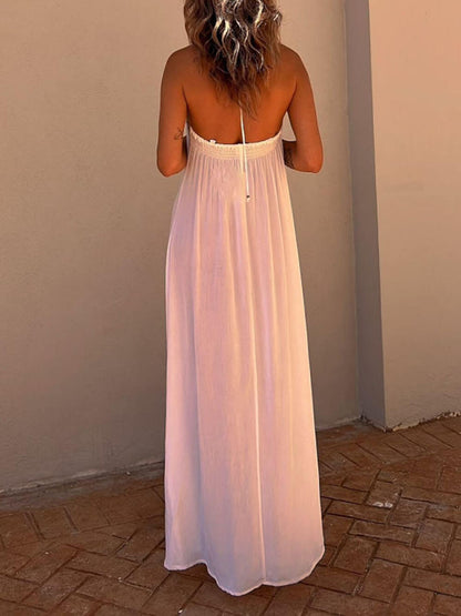 Casual resort maxi-jurk met halternek