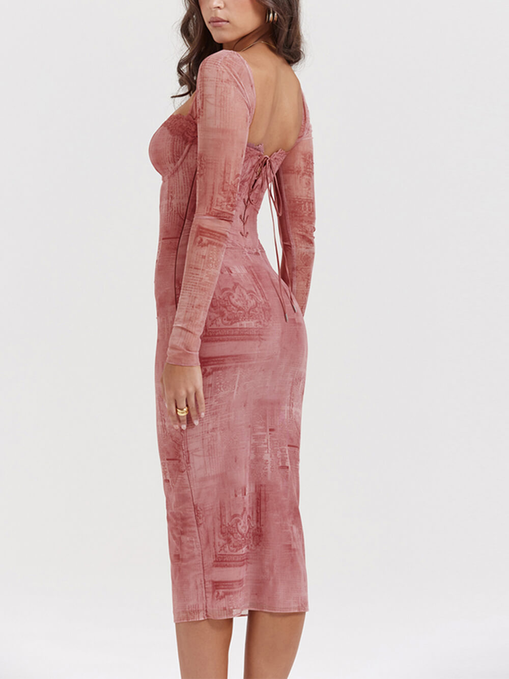 Roze print korsetjurk