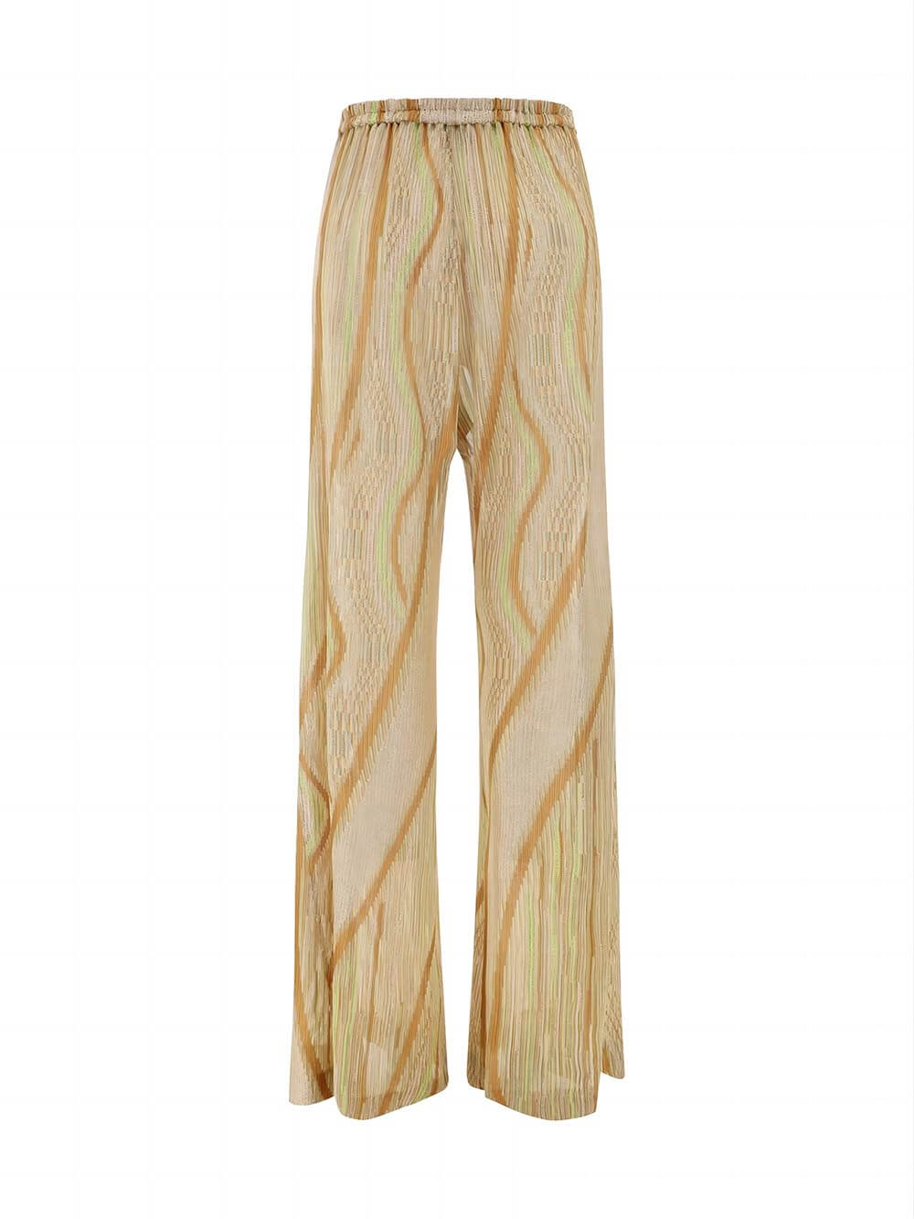 Losse maxi-jurk met golvend gestreept vest en print