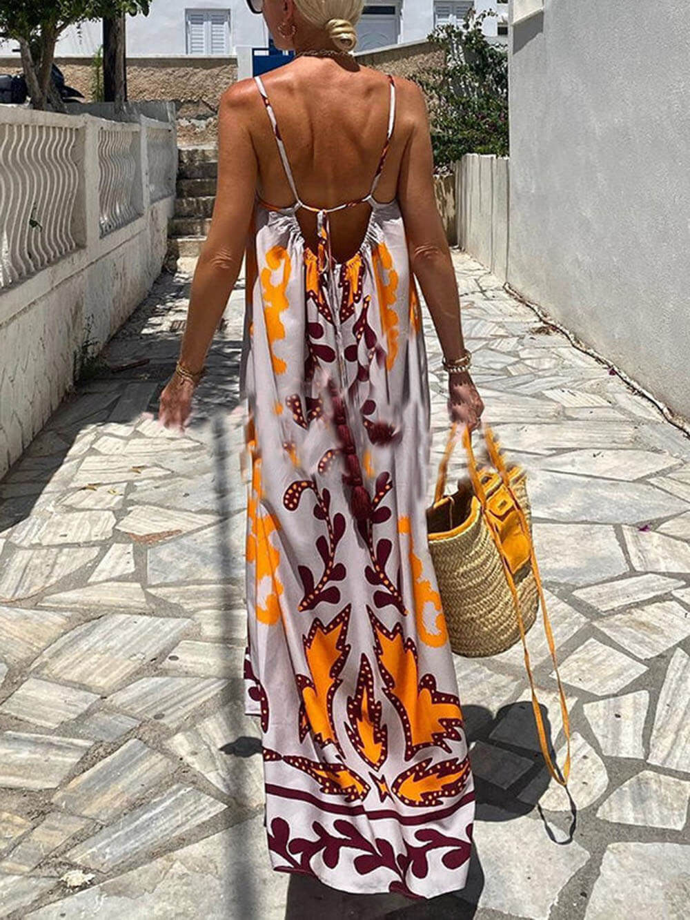 Etnisch bedrukte losse cami maxi-jurk