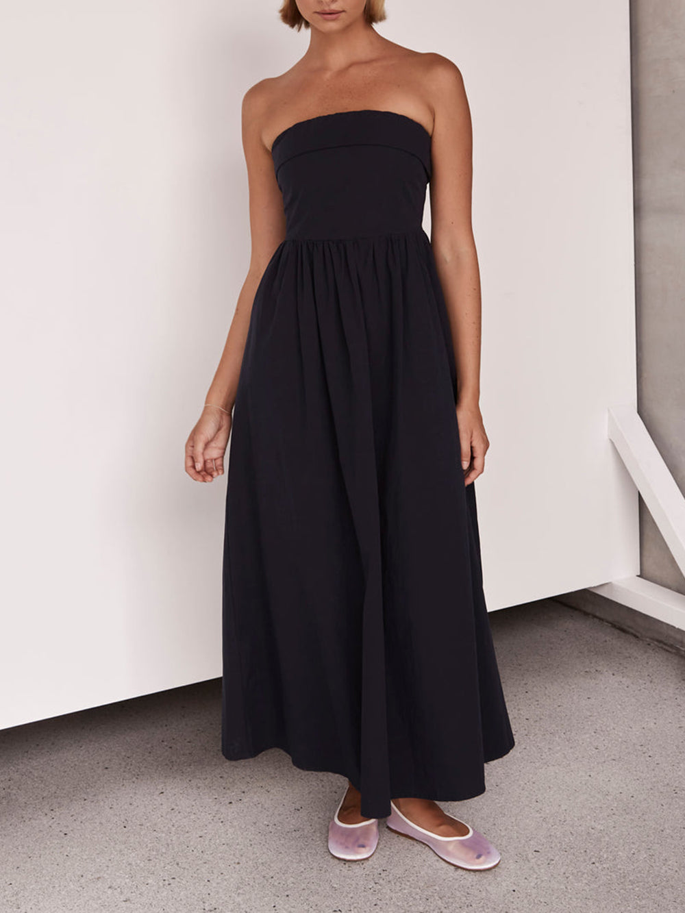 Resortstijl Tulare strapless midi-jurk