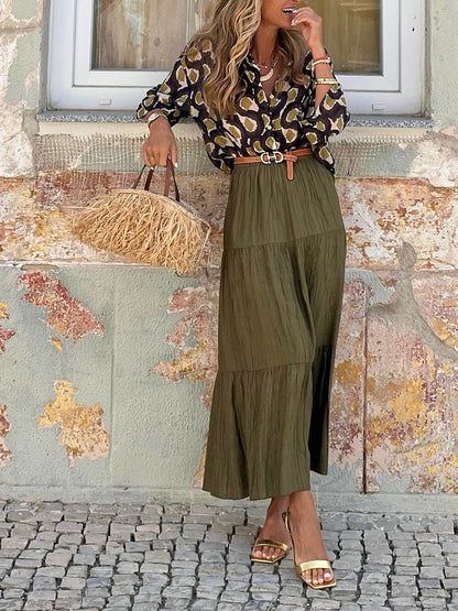 Fashion Casual Ruched Elastic Waist Skirt