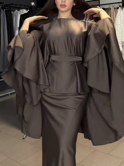 Fashionable Satin Slim-Fit Maxi Skirt