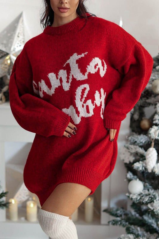 Christmas Santa Baby Loose-fitting Long-sleeved Mid-length Knit Sweater