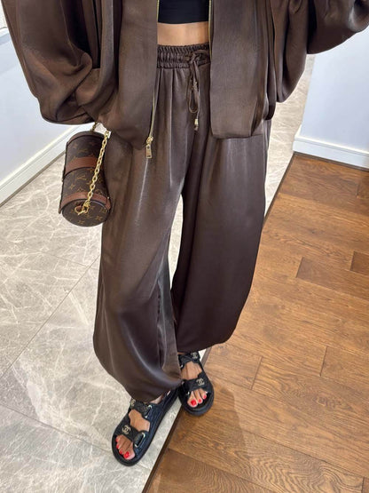 Elegant Satin Bomber Loose Jacket