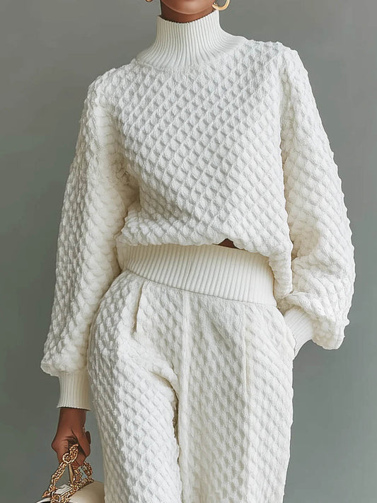 Casual Textured Knit Pullover