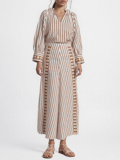 Elegant Striped Wide-leg Pants