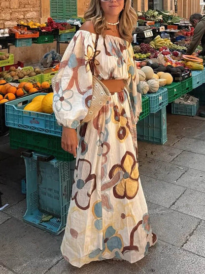 Fashionable Floral Print High-Waist A-Line Skirt