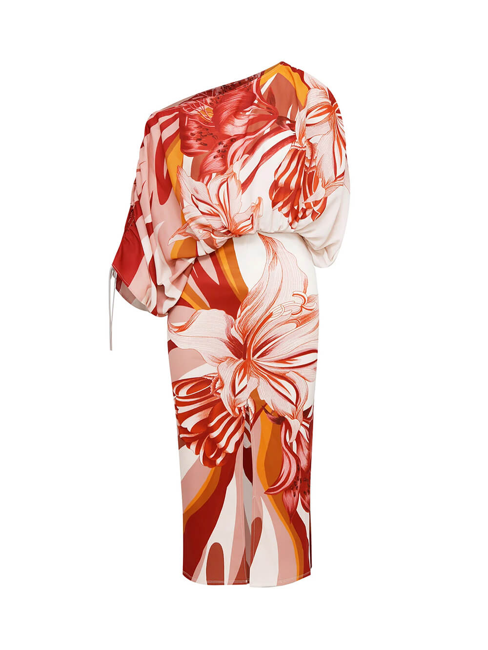 Exquisite Slit Floral-Print Elastic-Waist Midi Skirt