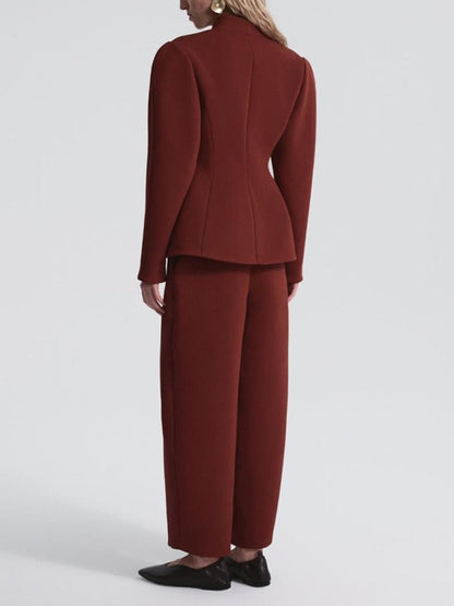 Exquisite Burgundy Slim Pocket Pants