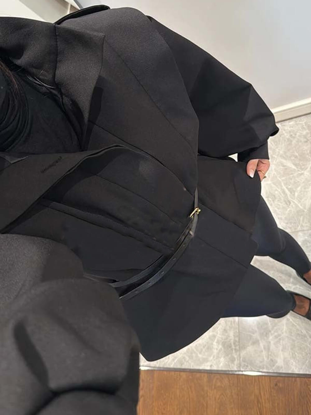 Modern Bold Stand Collar Button-Up Lantern Sleeve Loose Jacket