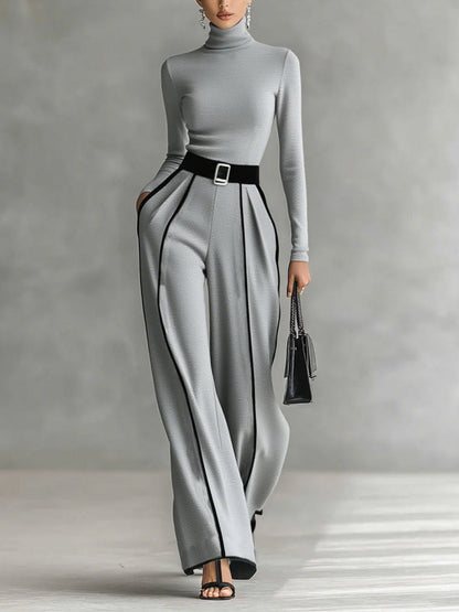Elegant High Neck Slim Fit Long Sleeve Top