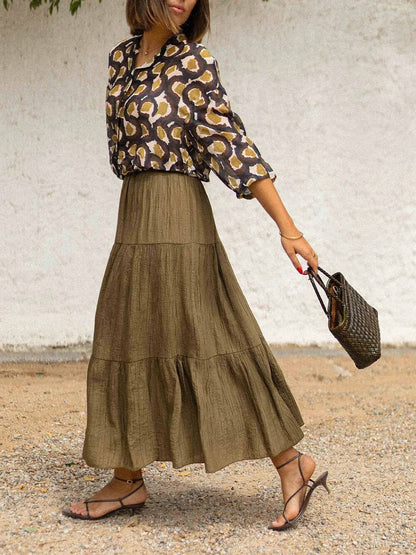 Fashion Casual Ruched Elastic Waist Skirt