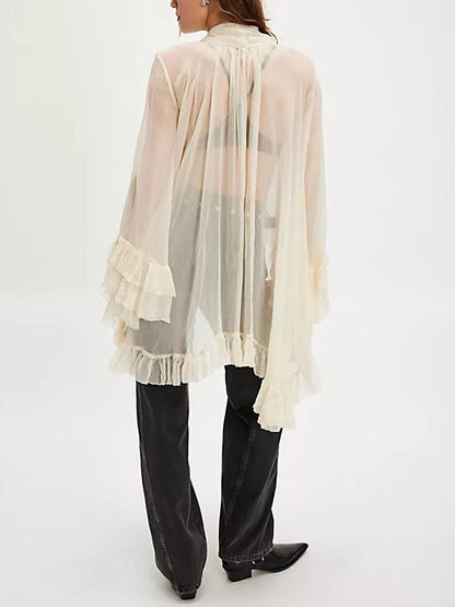 Exquisite Irregular Ruffled Chiffon Flowing Shirt