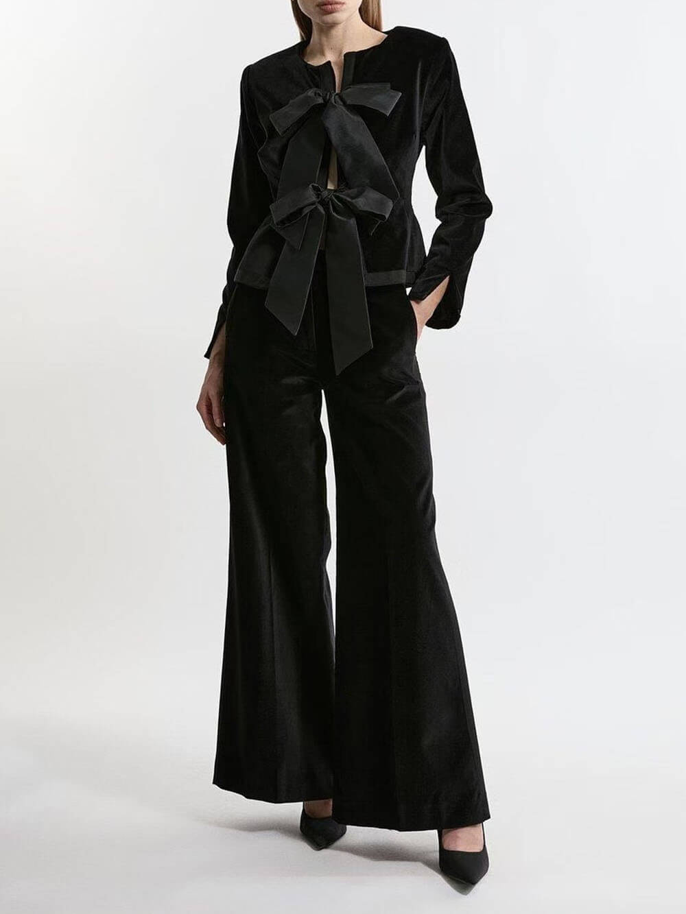 Elegant Bow-Tie Long-Sleeve French Blouse