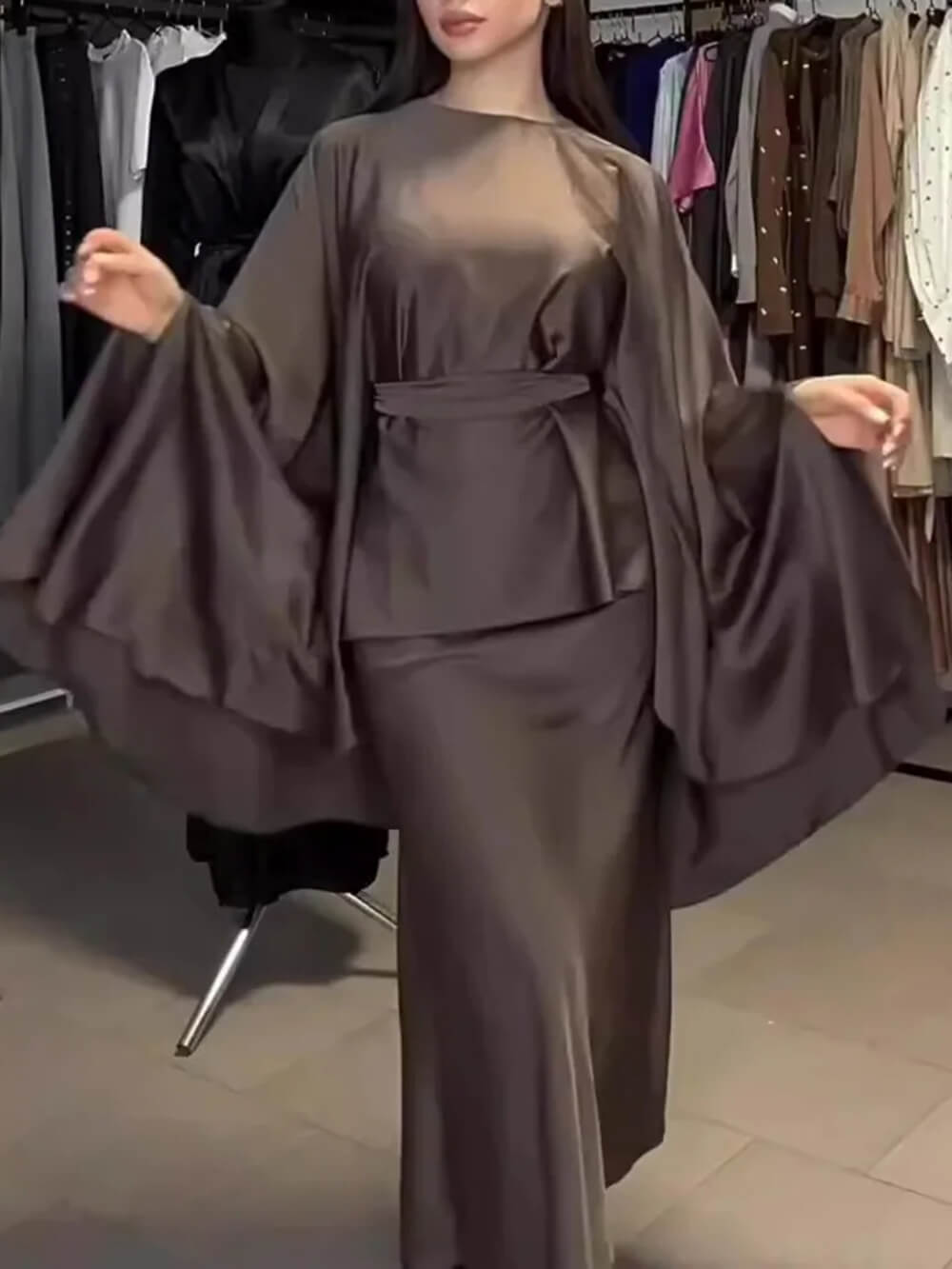 Fashionable Satin Slim-Fit Maxi Skirt