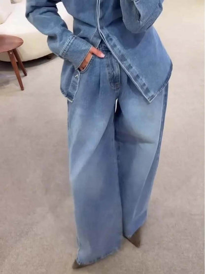 Fashionable Back-Belt Denim Casual Jacket