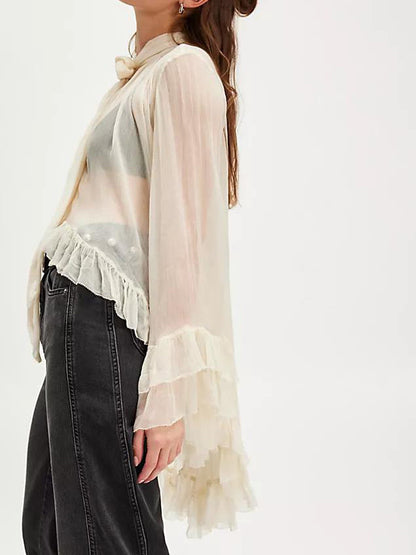 Exquisite Irregular Ruffled Chiffon Flowing Shirt