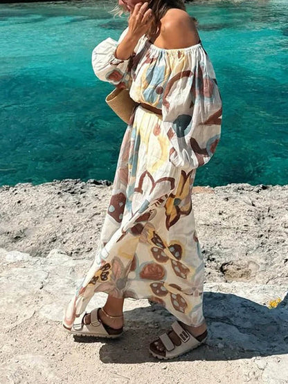 Fashionable Floral Print High-Waist A-Line Skirt