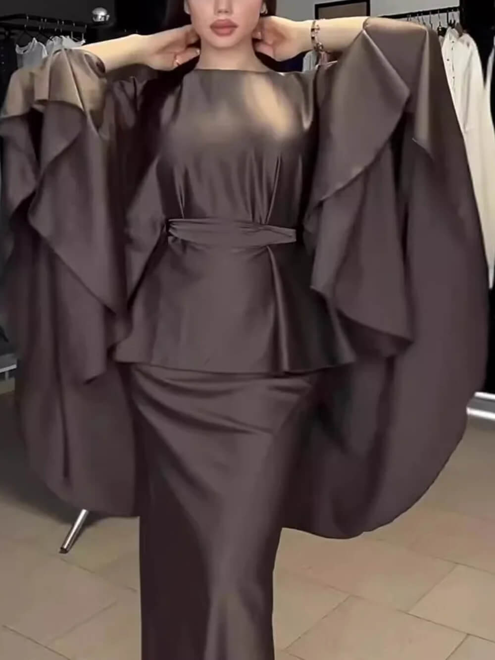 Fashionable Satin Slim-Fit Maxi Skirt