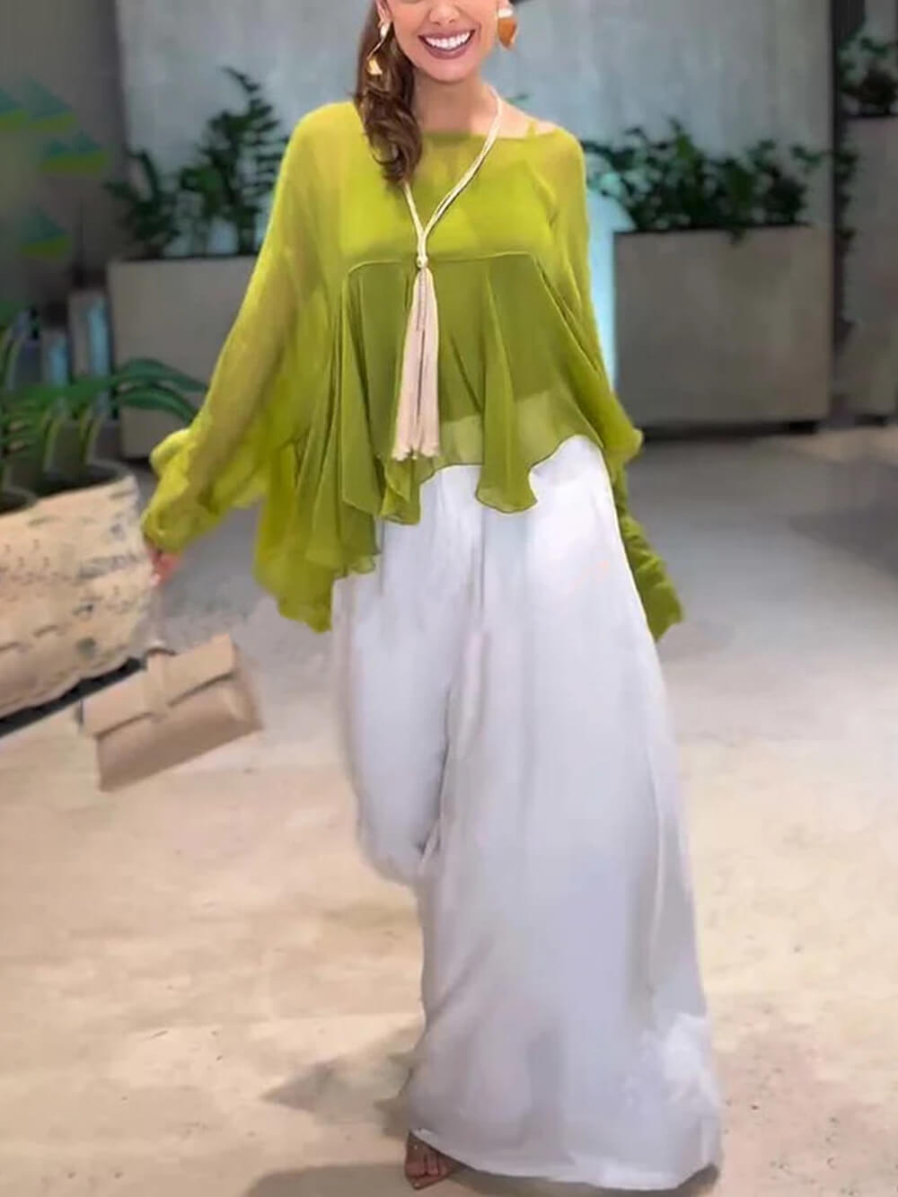 Casual Elastic Waist Pocket Loose Pants
