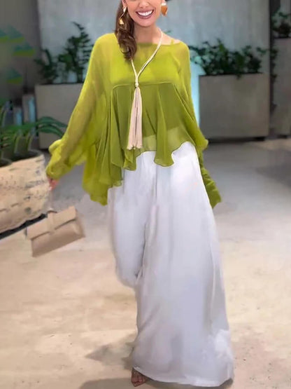 Casual Elastic Waist Pocket Loose Pants