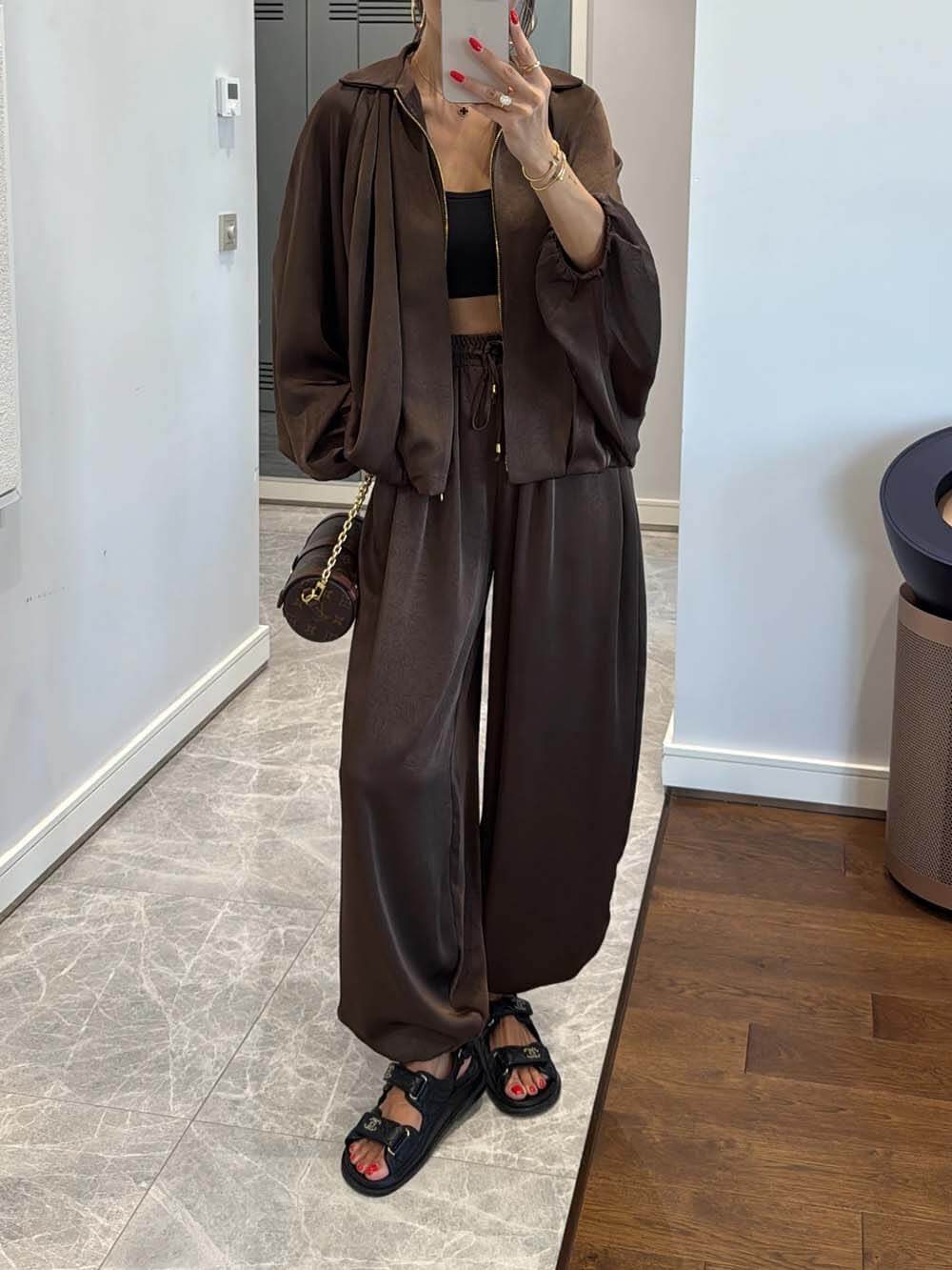 Elegant Satin Bomber Loose Jacket