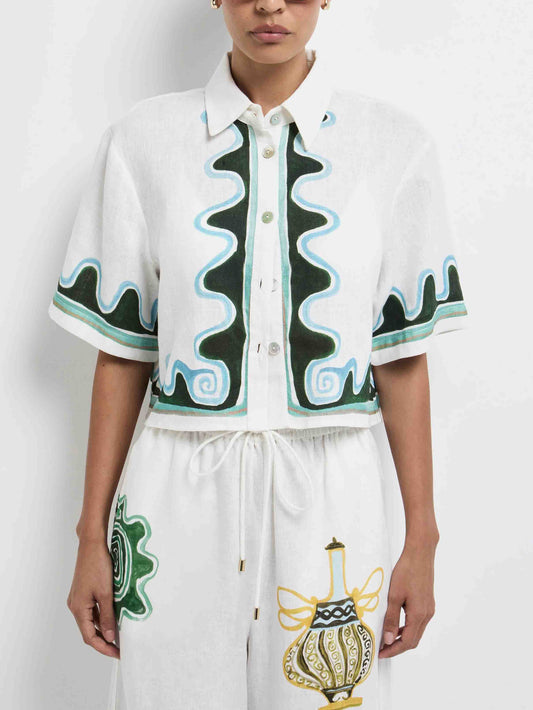 Exquisite Abstract Print Short Shirt