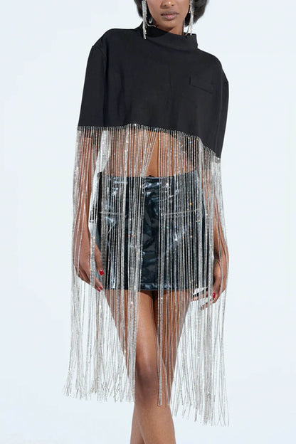 Fashion Tassel Patchwork Loose Party Top