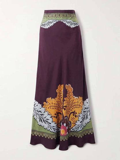 Retro Ethnic Print Satin Twill Shirt