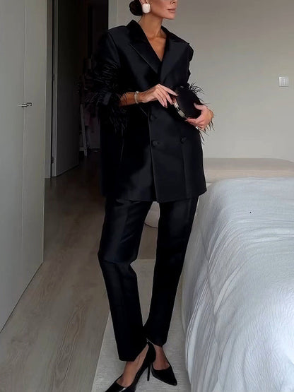 Elegant Tailored Satin Straight-Leg Pants